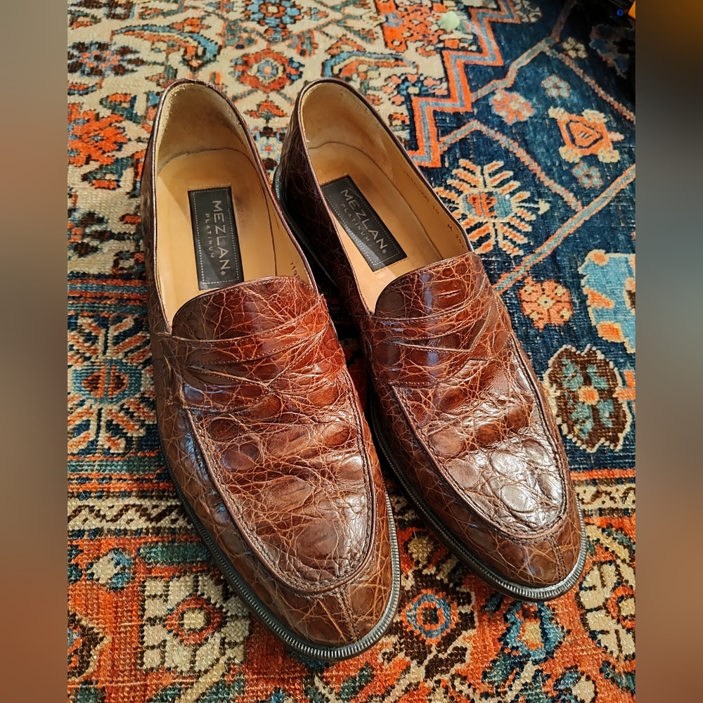 Mezlan genuine crocodile penny loafers size 10
